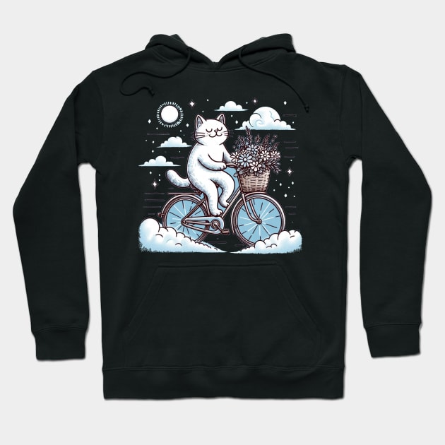 Cat riding a bike Hoodie by GreenPassion